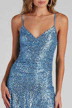 Scaly Sequin Strap Charming Low Back Dress