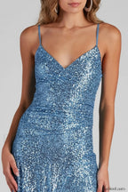 Scaly Sequin Strap Charming Low Back Dress