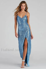 Scaly Sequin Strap Charming Low Back Dress