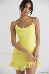 Scarlett Ruffle Stylish Mini Dress S / Yellow