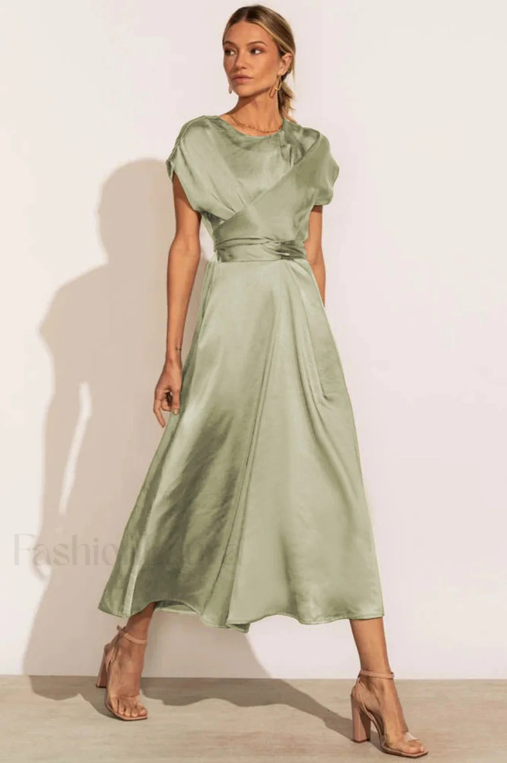 Scoop A line Stylish Satin Bridesmaid Dress