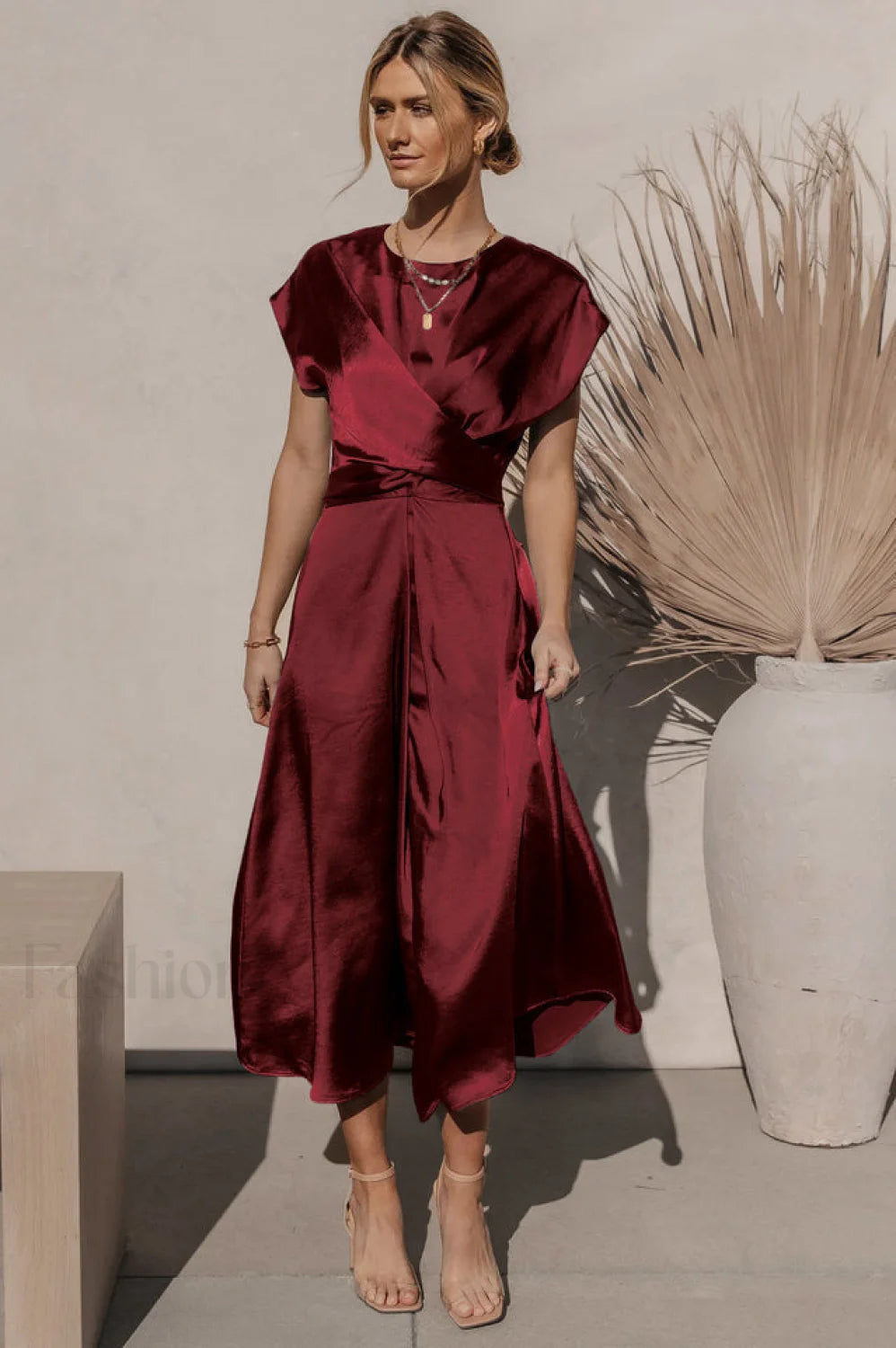 Scoop A line Stylish Satin Bridesmaid Dress