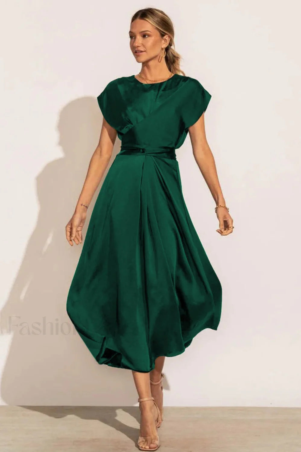 Scoop A line Stylish Satin Bridesmaid Dress