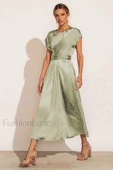 Scoop A line Stylish Satin Bridesmaid Dress