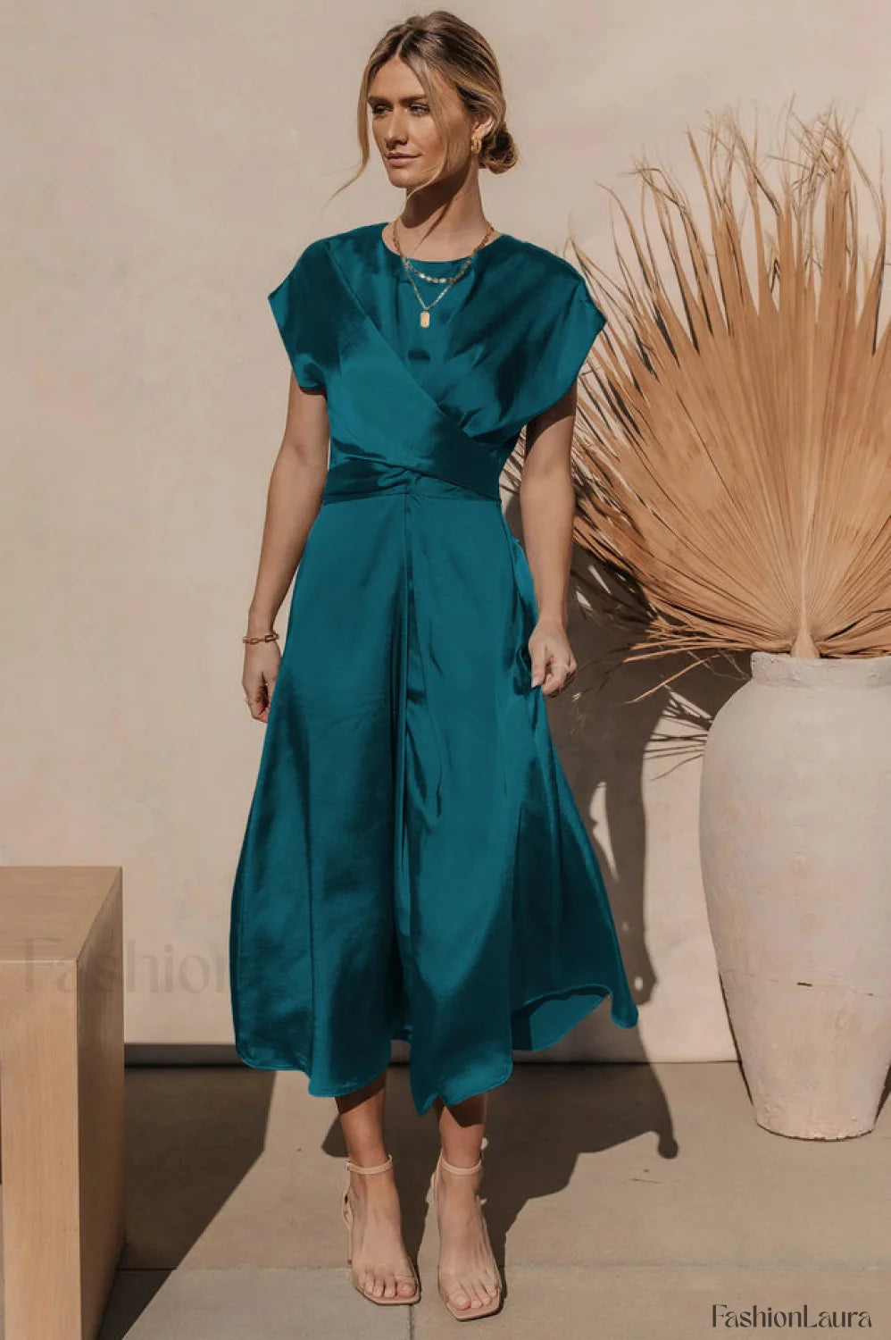 Scoop A line Stylish Satin Bridesmaid Dress