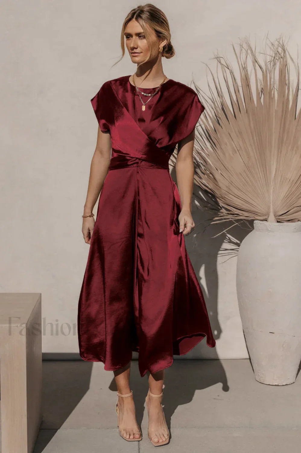 Scoop A line Stylish Satin Bridesmaid Dress