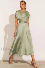 Scoop A line Stylish Satin Bridesmaid Dress