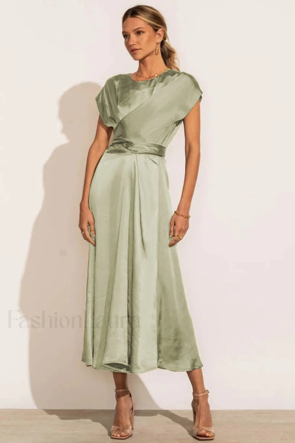 Scoop A line Stylish Satin Bridesmaid Dress
