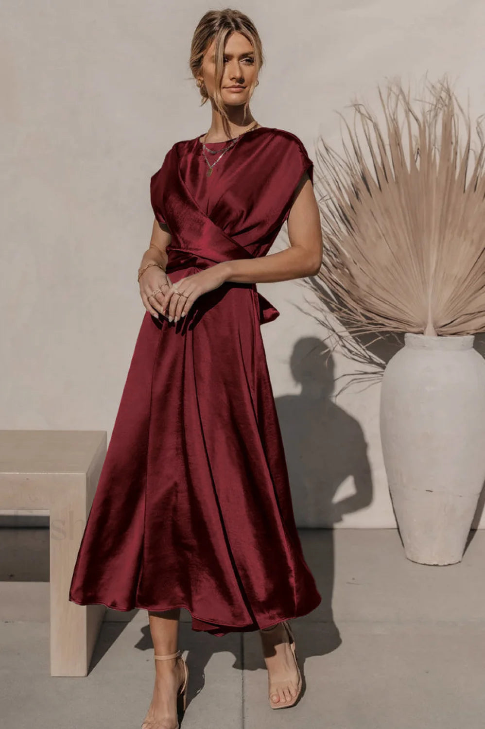 Scoop A line Stylish Satin Bridesmaid Dress