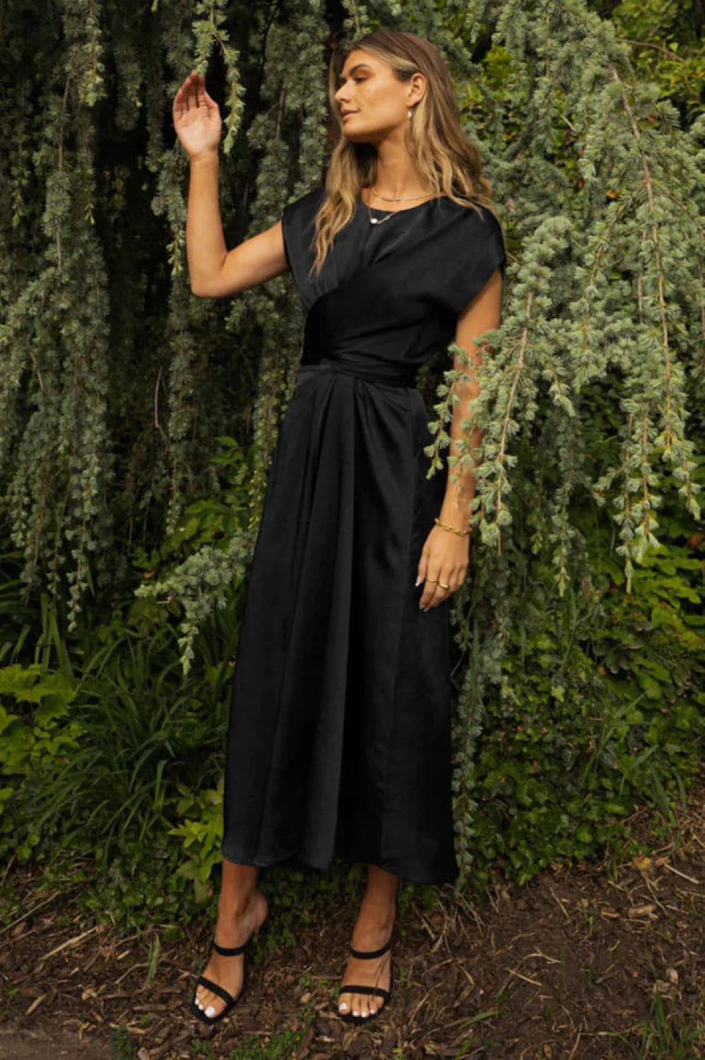 Scoop A line Stylish Satin Bridesmaid Dress