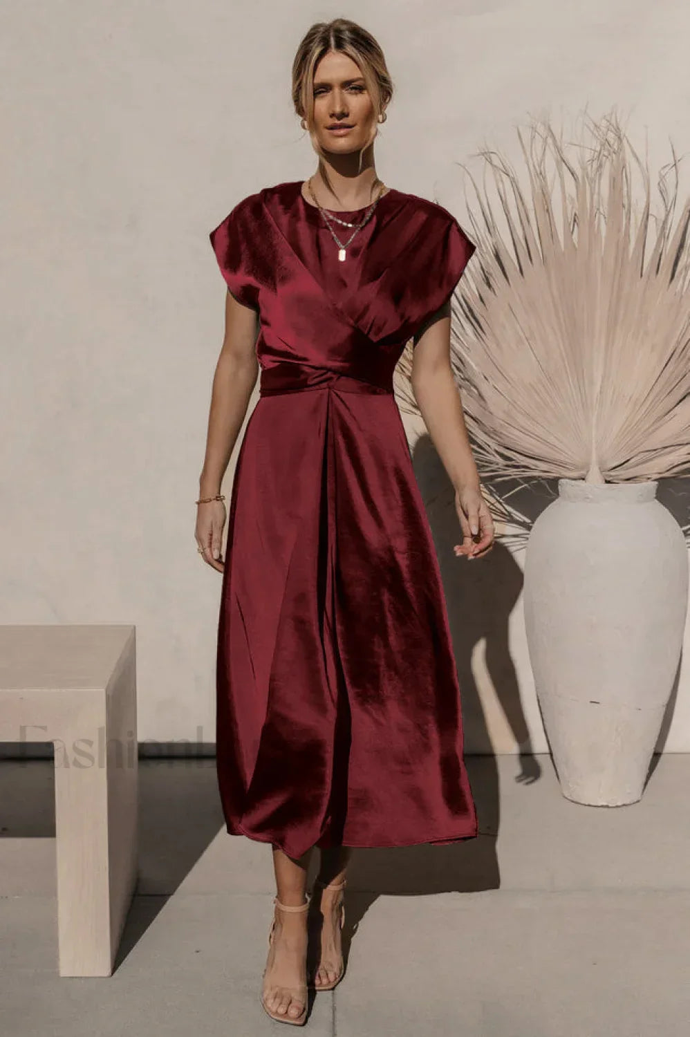 Scoop A line Stylish Satin Bridesmaid Dress S / 4#