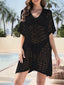 Scoop Neck Hollow Midi Dress Cover Up Black / One Size