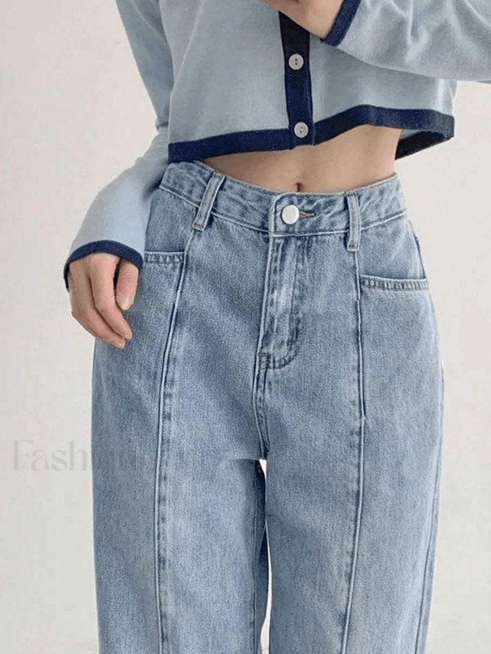 Seam Detail Washed Boyfriend Jeans Jeans