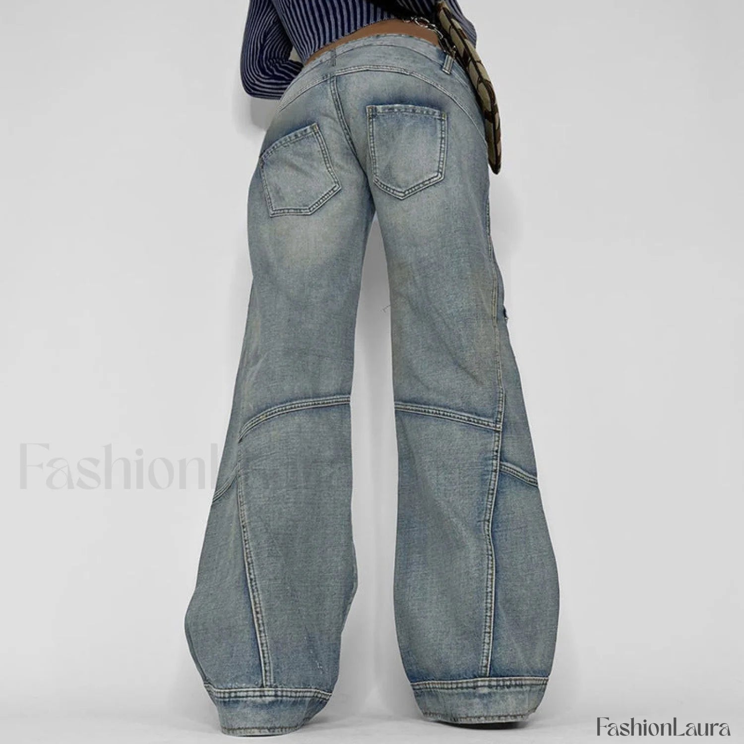 Seamed Pocket Straight Trendy Leg Cargo Jeans women clothing