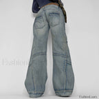 Seamed Pocket Straight Trendy Leg Cargo Jeans women clothing