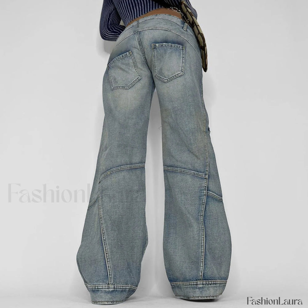 Seamed Pocket Straight Trendy Leg Cargo Jeans women clothing