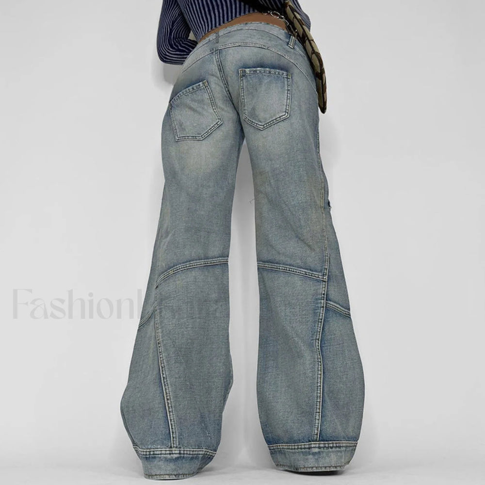 Seamed Pocket Straight Trendy Leg Cargo Jeans women clothing