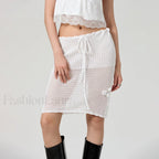 See Through Crochet Flower Slim Fit Cover Up WHITE / S