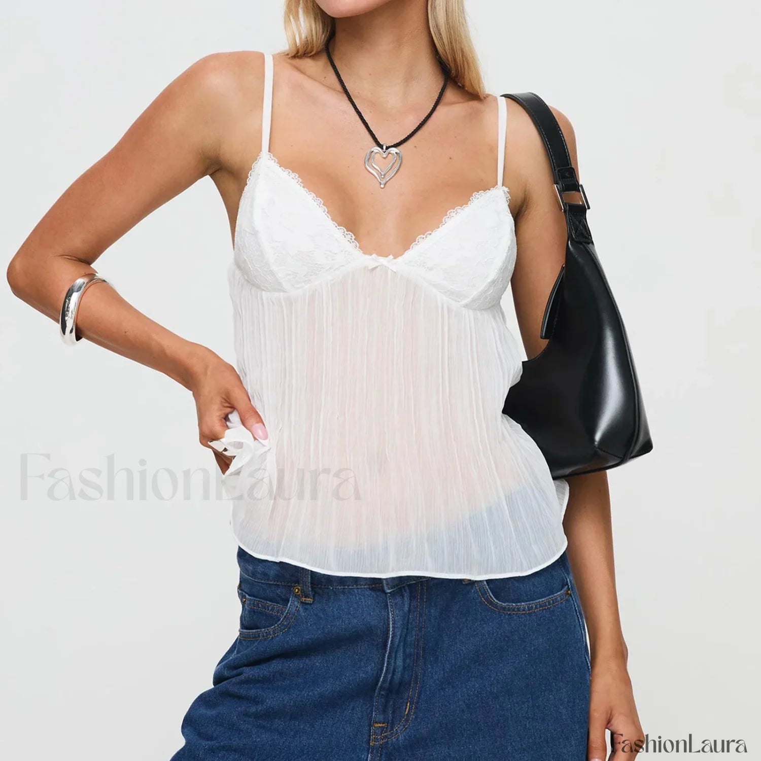 See Through Spaghetti Crop Top