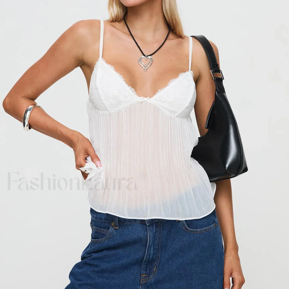 See Through Spaghetti Crop Top