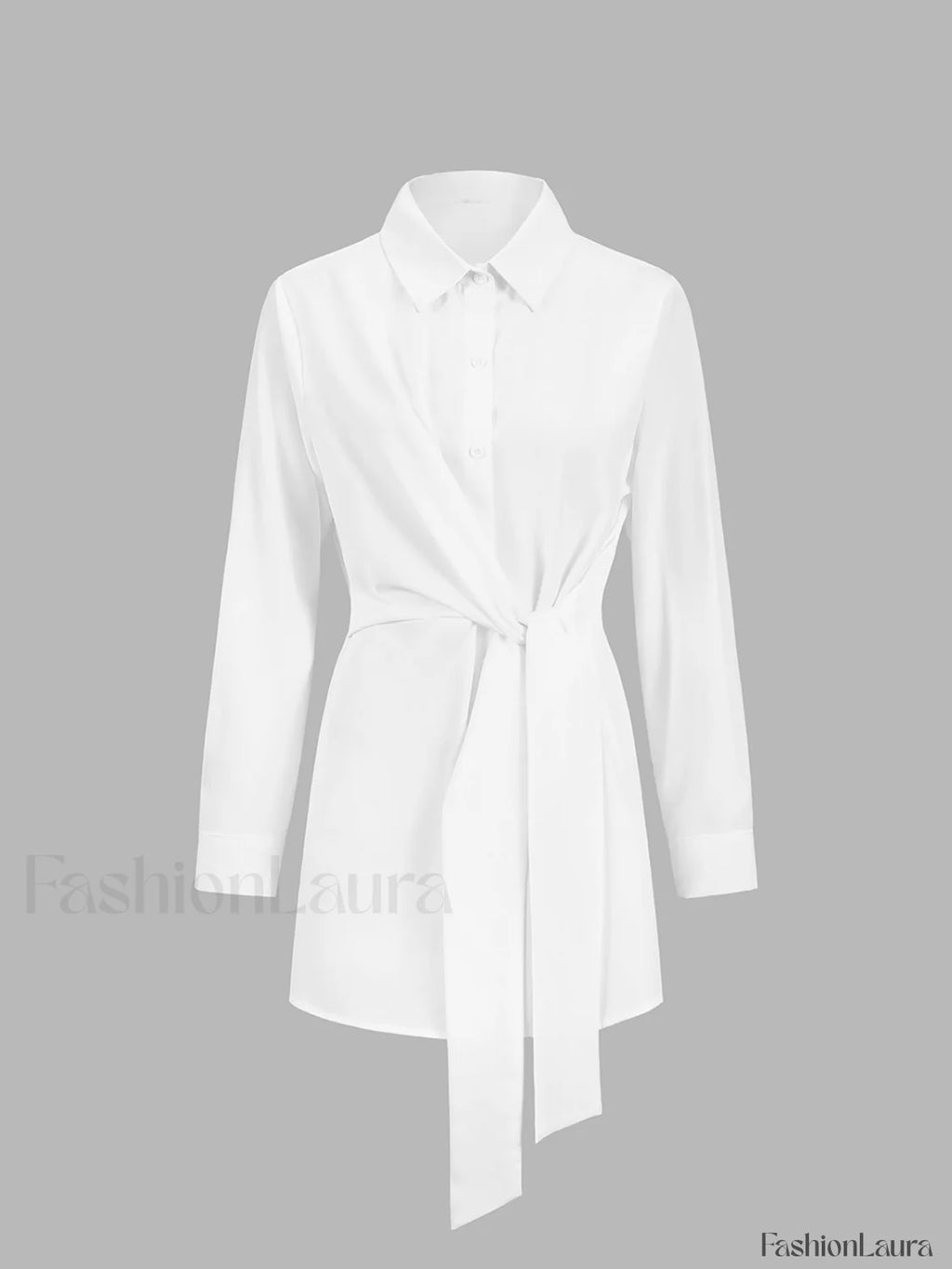 Semi Sheer Button Down Tied Long Shirt Shirts