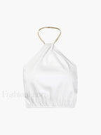 Semi Sheer Halter Crop Sleeveless Top Tank Tops & Camis