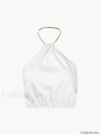 Semi Sheer Halter Crop Sleeveless Top Tank Tops & Camis