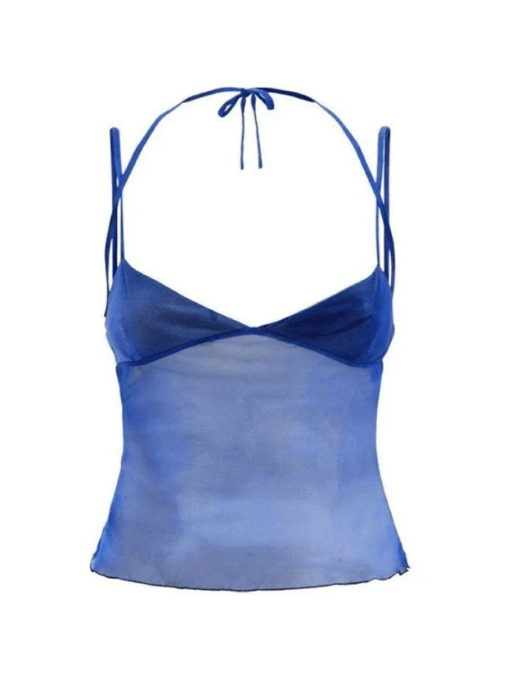 Semi Sheer Mesh Crop Cami Top Tops&Tees
