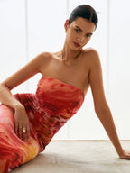 Semi Sheer Mesh Midi Tube Dress Dresses