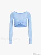 Semi Sheer Off Shoulder Mesh Crop T Shirt T Shirts
