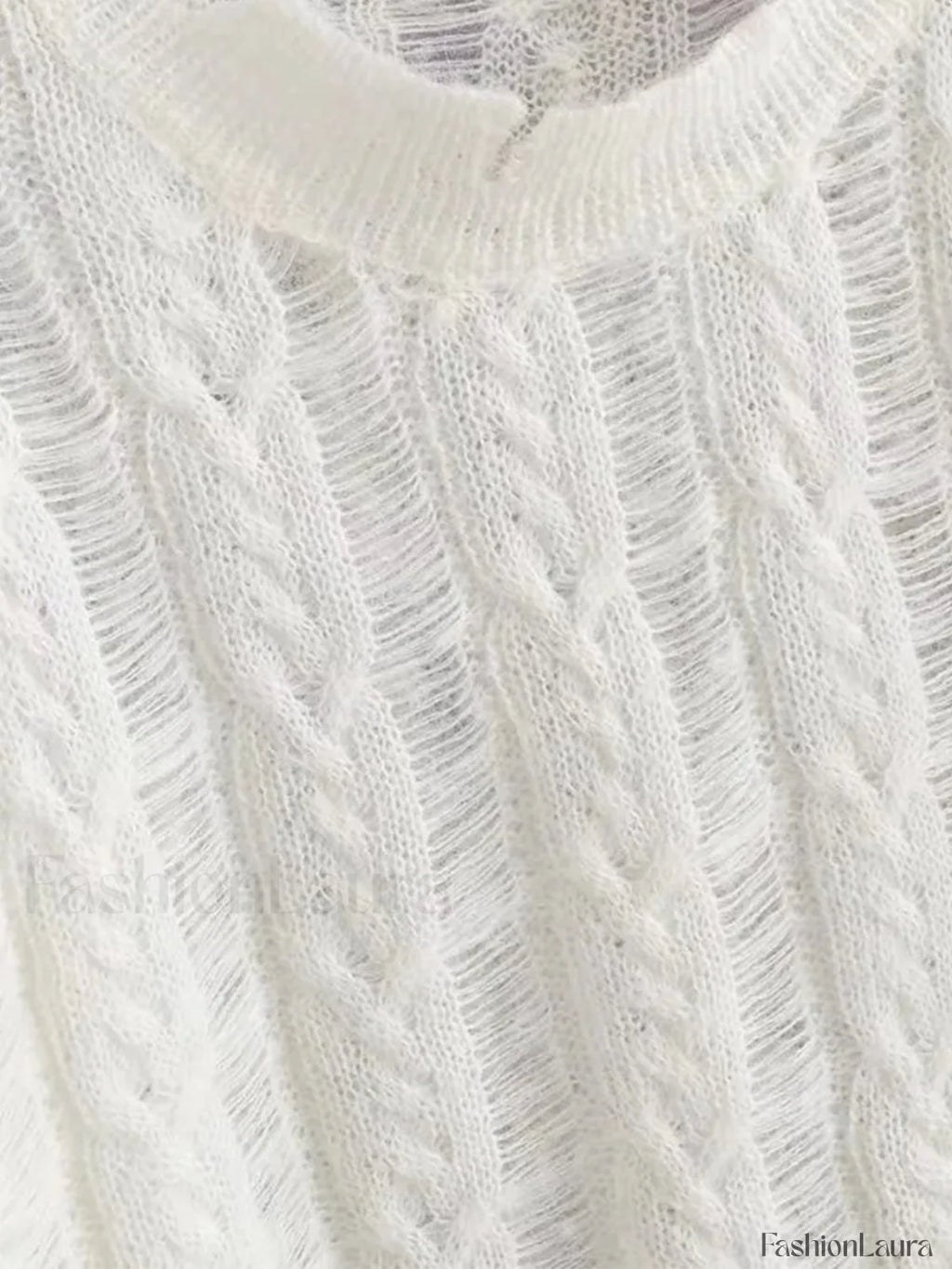 Semi Sheer Snowflake Crochet Knit Shirt Knit Tops