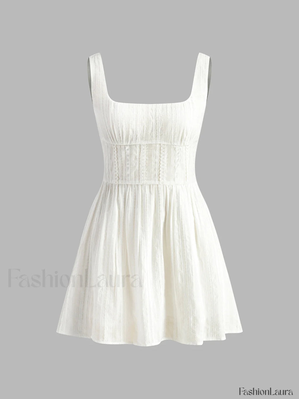 Semi Sheer Solid Square Neckline Short Dress Dresses