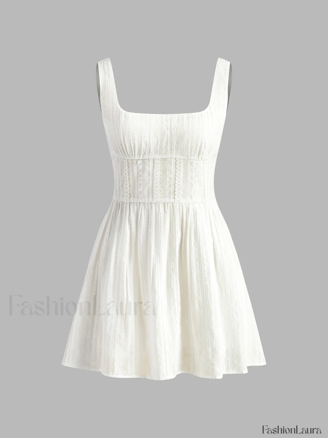 Semi Sheer Solid Square Neckline Short Dress Dresses