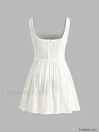 Semi Sheer Solid Square Neckline Short Dress Dresses