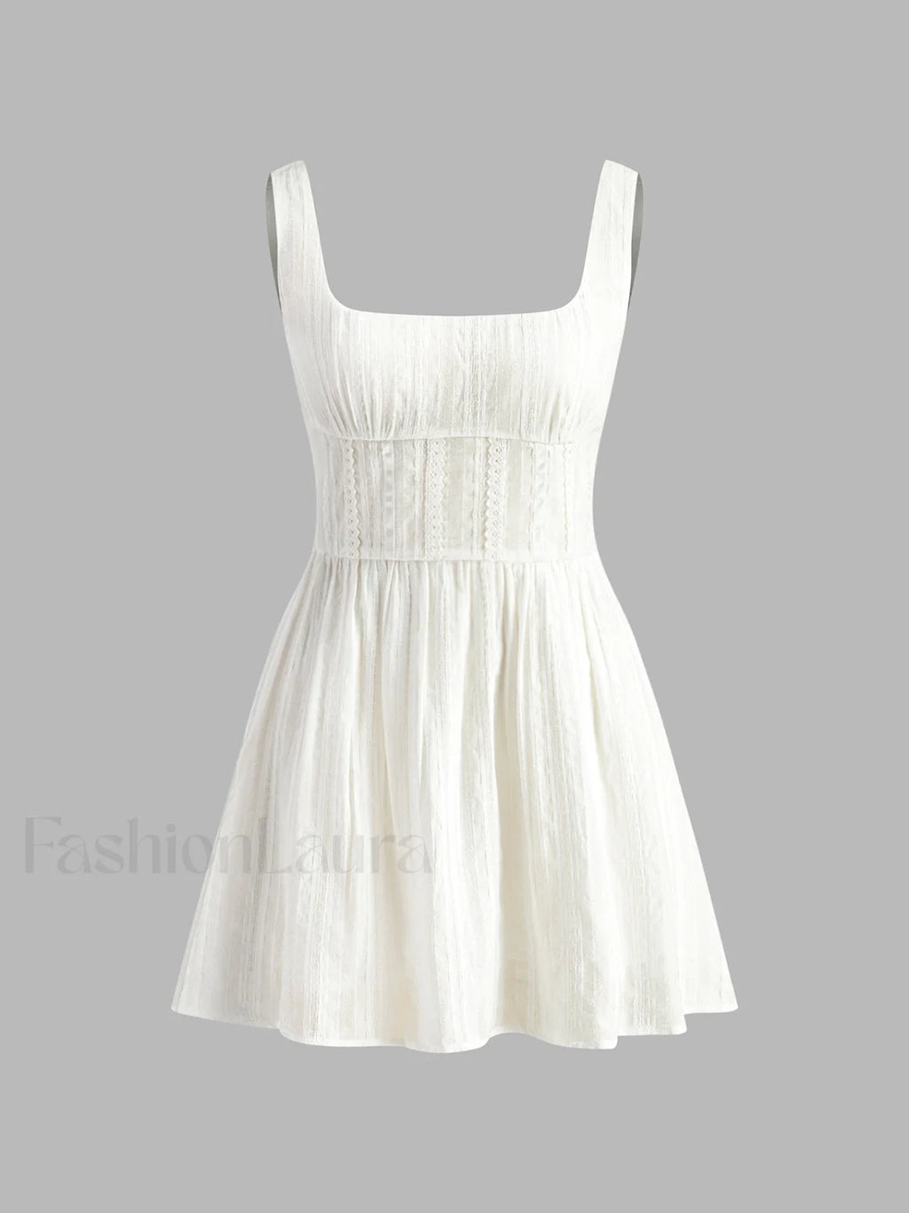 Semi Sheer Solid Square Neckline Short Dress Dresses