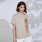 Sequin Cotton Lyocell Slim T Shirt