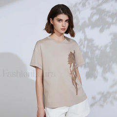 Sequin Cotton Lyocell Slim T Shirt