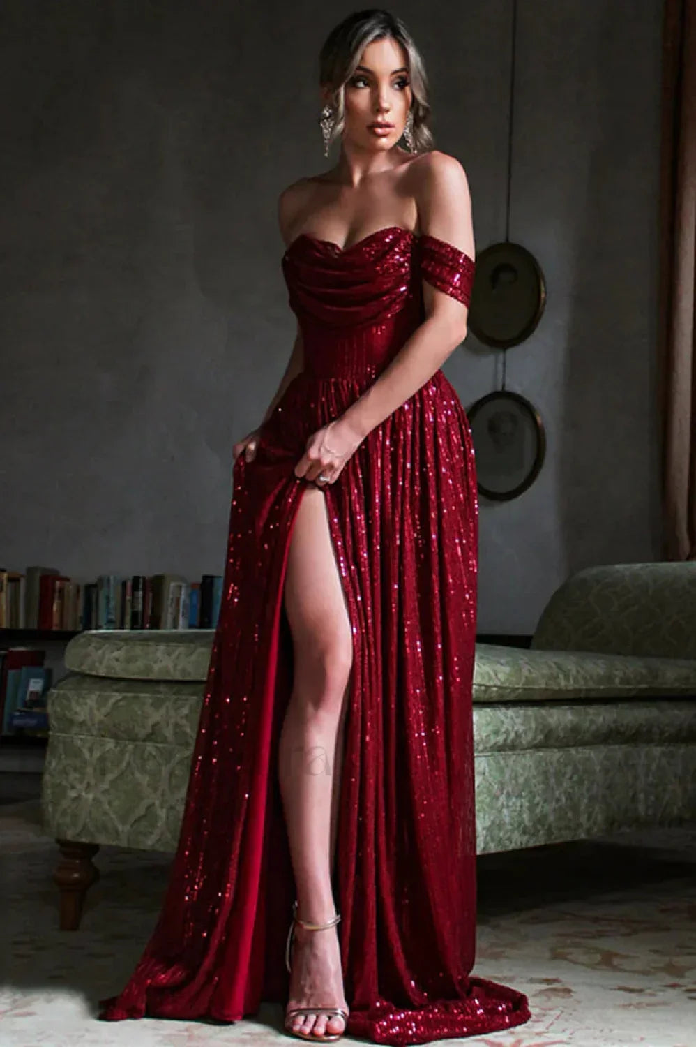 Sequin Dress With Charming Corset & Arm Drapes Secondary image