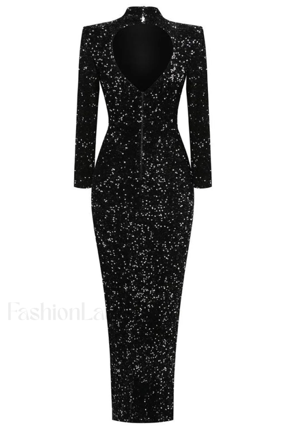 Sequin Embellishments Stylish Slit Maxi Dress