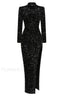 Sequin Embellishments Stylish Slit Maxi Dress XS / Black