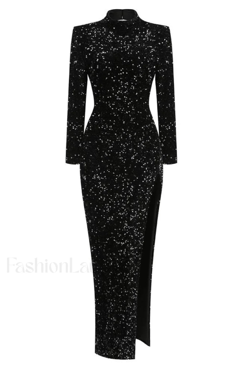 Sequin Embellishments Stylish Slit Maxi Dress XS / Black