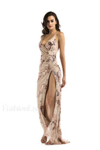 Sequin Halter Backless Charming Split Cocktail Dress