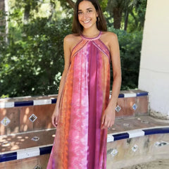 Sequin Halter Maxi Boho Dress