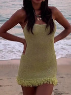 Sequin Tassel Hem Mini Dress