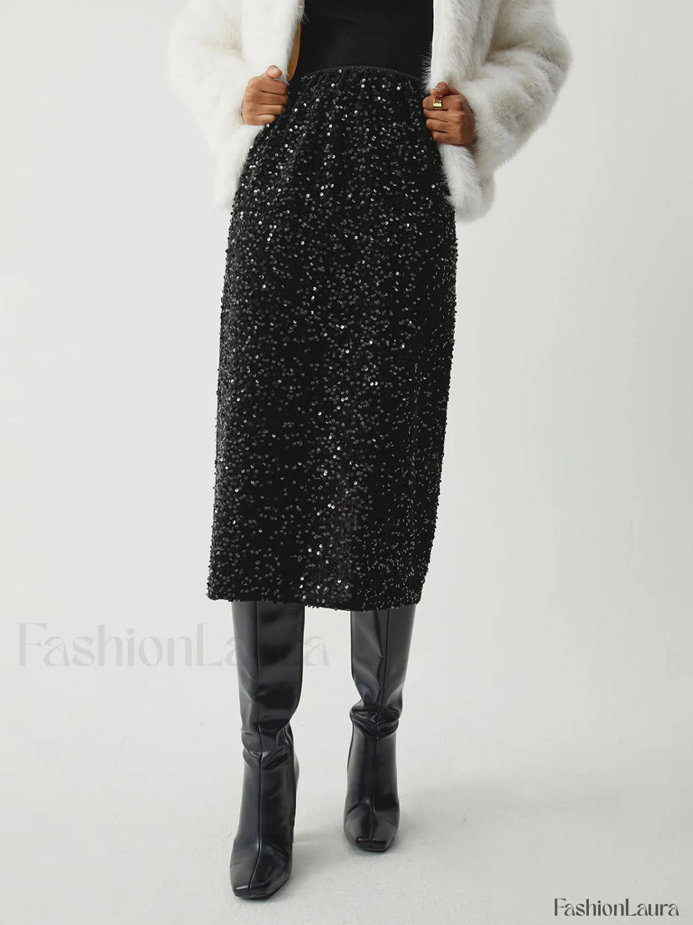Sequined Charming Midi Skirt Skirts