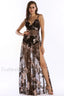 Sequined Sling Stylish Backless Split Dress S / Black