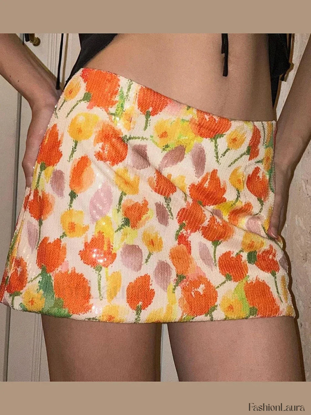 Sequins Flower Party Skirt