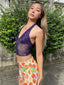 Sequins Flower Party Skirt Orange / S