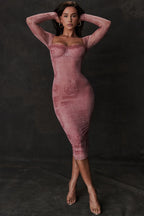 Seraphina Pink Stylish Printed Belted Dress