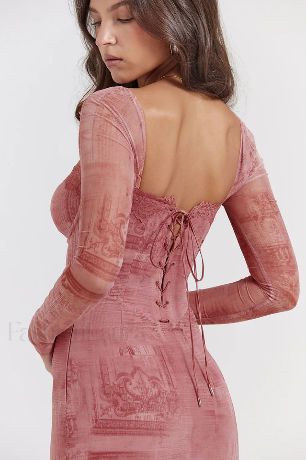 Seraphina Pink Stylish Printed Belted Dress